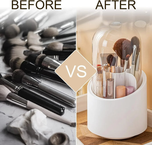 Rotating Makeup Brush Holder – Waterproof, 7 Slots