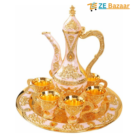 Luxury Turkish Arabic  Style Coffee\ Kahwa Cups - Zam zam Water  Set 6 Cups - Elegant Serving Set for Home & Gift