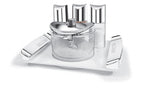 4 Piece Sugar Salt Pepper Shaker Set with Tray - Durable Unbreakable Kitchen Seasoning Set