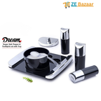 4 Piece Sugar Salt Pepper Shaker Set with Tray - Durable Unbreakable Kitchen Seasoning Set
