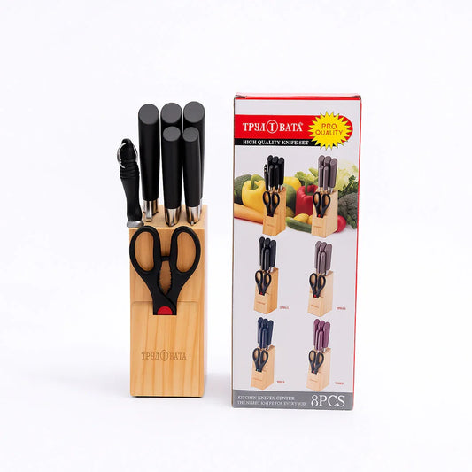 8-Piece Kitchen Knife Set with Wooden Block