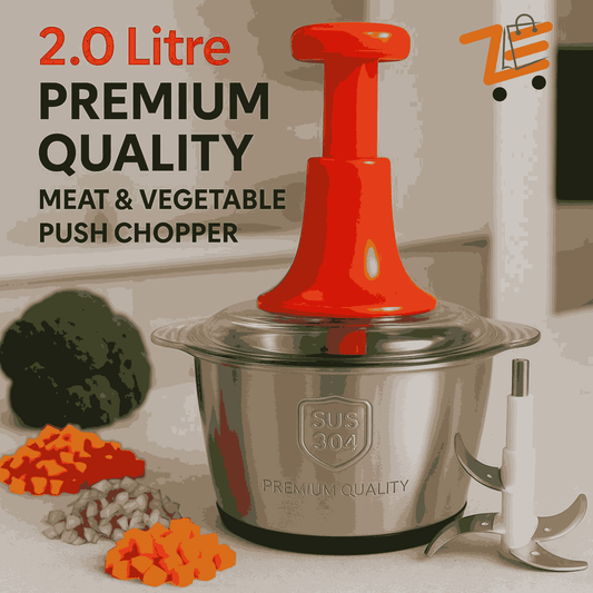 Vegetable Push Chopper with Stainless Steel Bowl 2.0 ltr