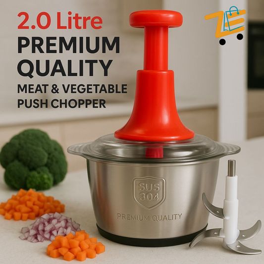 Vegetable Push Chopper with Stainless Steel Bowl 2.0 ltr