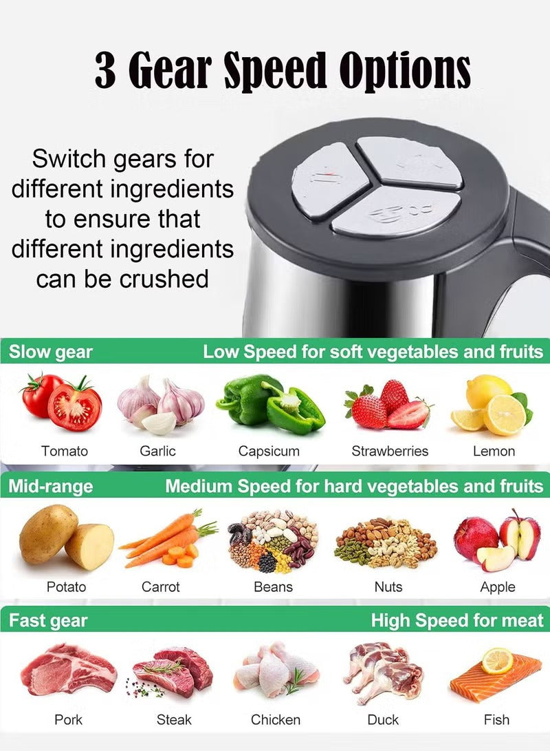 Zebazaar Electric Meat Chopper 500W with 3L stainless steel bowl and 4D blades