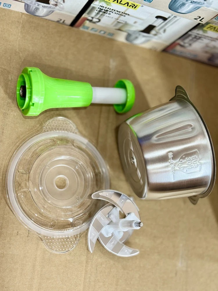 Vegetable Push Chopper with Stainless Steel Bowl 2.0 ltr