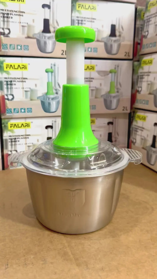 Vegetable Push Chopper with Stainless Steel Bowl 2.0 ltr
