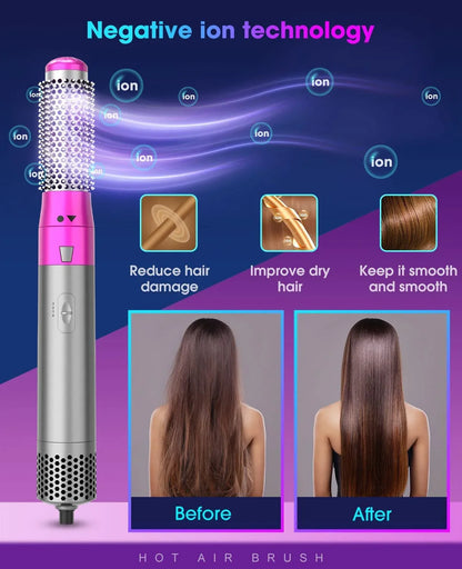 Professional 5-in-1 Hair Styler – Dryer, Curler & Straightener