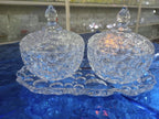 2 Piece Candy Jar Set with Lids and Diamond Tray