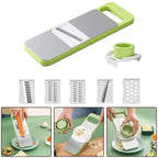5-in-1 Vegetable Chopper – Stainless Steel Dicer, Slicer, Grater, Shredder & Peeler – Food Grade Kitchen Tool with Interchangeable Blades