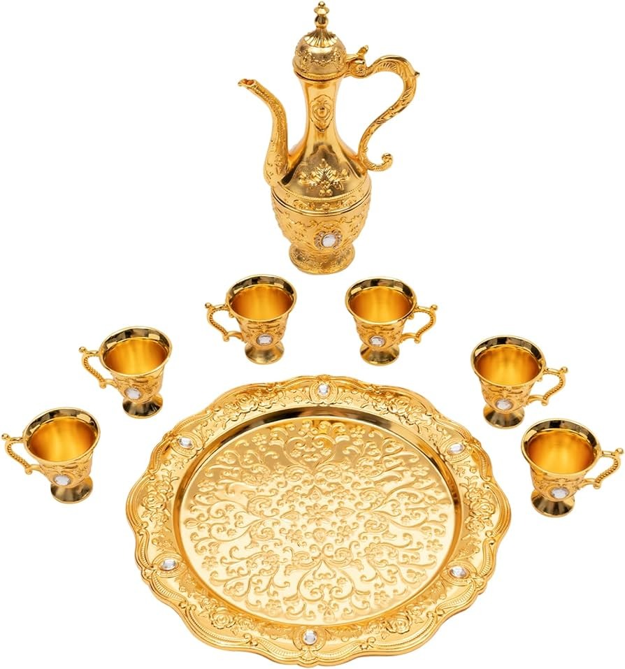 Luxury Turkish Arabic  Style Coffee\ Kahwa Cups - Zam zam Water  Set 6 Cups - Elegant Serving Set for Home & Gift