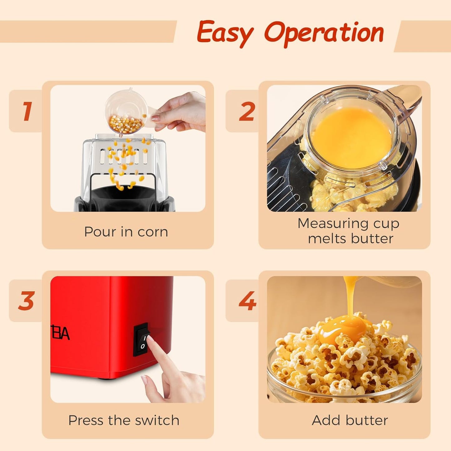 Portable Electric Popcorn Maker - Automatic Instant Popcorn Maker