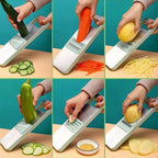 5-in-1 Vegetable Chopper – Stainless Steel Dicer, Slicer, Grater, Shredder & Peeler – Food Grade Kitchen Tool with Interchangeable Blades