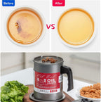 Oil Storage Filter Pot Stainless Steel Strainer with Lid 1.4 L