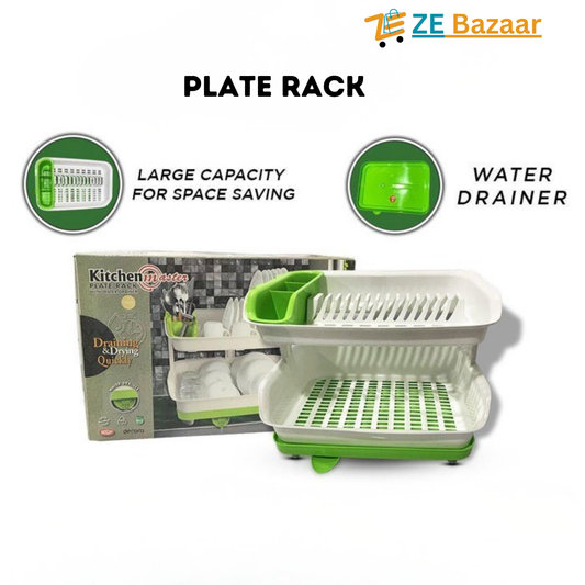 Double Layer Drainer Plate Stand - Storage Organizer Rack For Kitchen