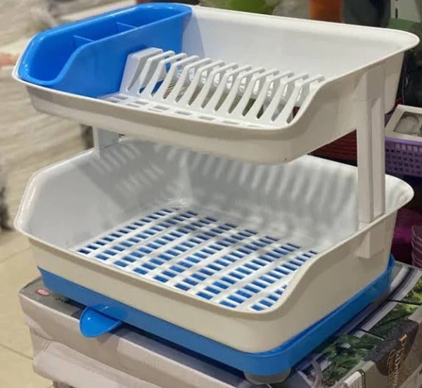 Double Layer Drainer Plate Stand - Storage Organizer Rack For Kitchen