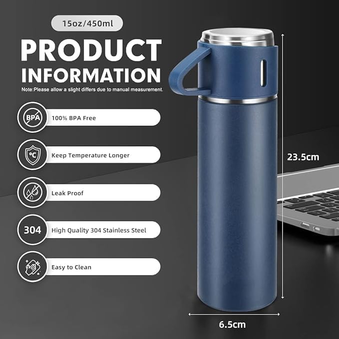Stainless Steel Vacuum Flask Set With Cups 500ml