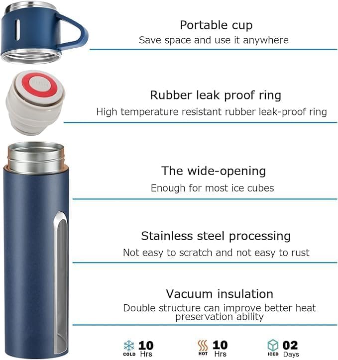 Stainless Steel Vacuum Flask Set With Cups 500ml