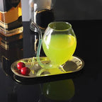 Curved Cocktail Glass with Built-In Straw - Unique Artistic Drinkware