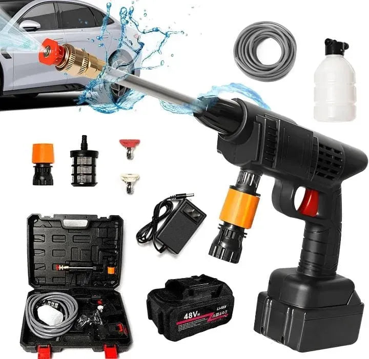 Water pressure gun Zebazaar safely cleaning solar panels on a rooftop in Lahore – using 40 degree wide nozzle with low pressure mode