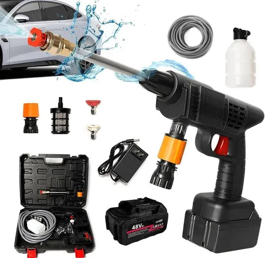 Water pressure gun Zebazaar safely cleaning solar panels on a rooftop in Lahore – using 40 degree wide nozzle with low pressure mode